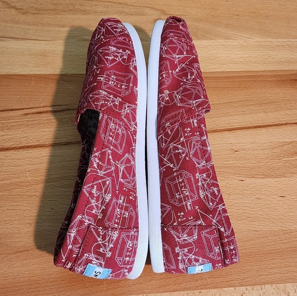 Toms NEW Classic Limited Edition Geometry Print Math Shoes Red Canvas sz 7‎
